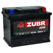 Zubr AGM 60 Ah, 680 A, 12 V, Обратная полярность, R+, L2