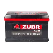 Zubr AGM 80 Ah, 800 A, 12 V, Обратная полярность, R+, L4, VRL4 80