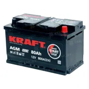 KRAFT (80 Ah) 800 A, 12 V Обратная, R+ L3 AGM-L4